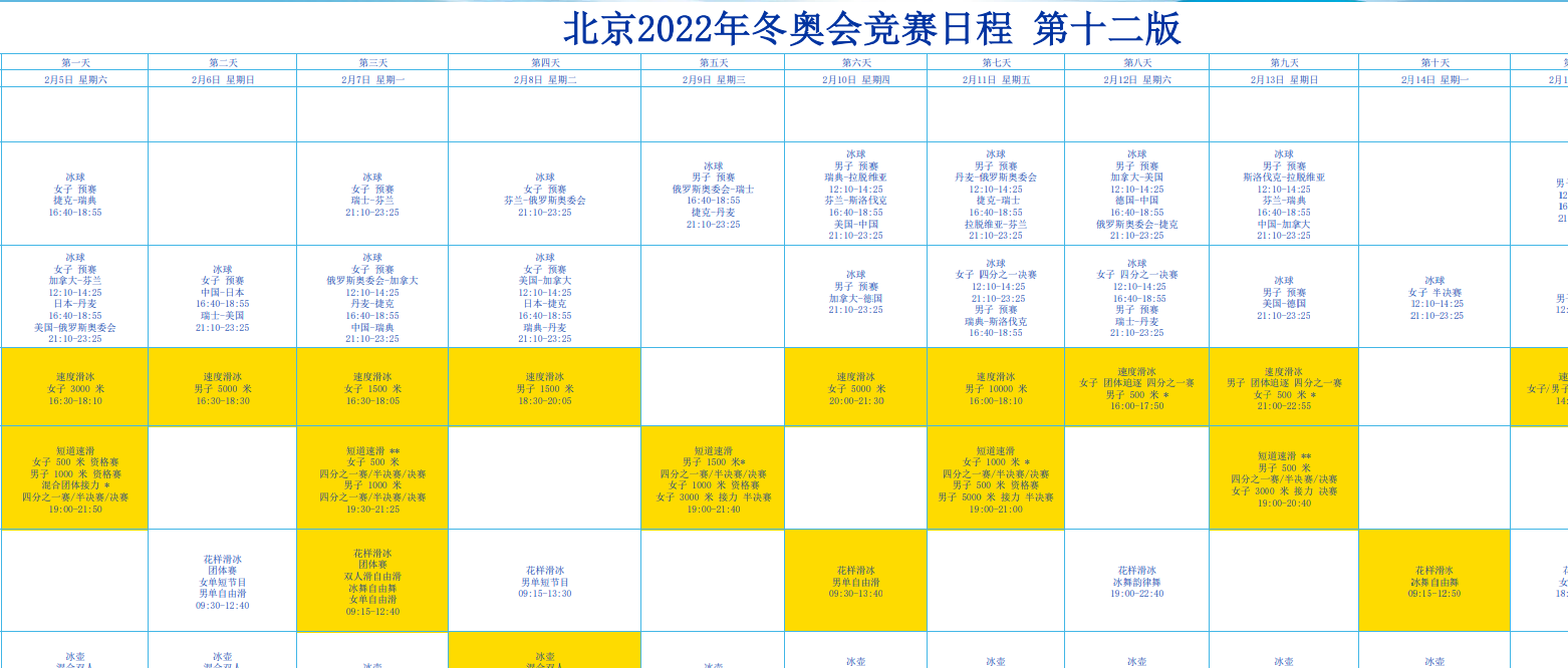 2022冬奧觀賽日歷_2022年冬奧會(huì)比賽日程_冬奧會(huì)賽程安排一覽表 2022冬奧觀賽日歷_2022年冬奧會(huì)比賽日程_冬奧會(huì)賽程安排一覽表